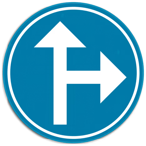 Bord D1 rechtdoor of rechts