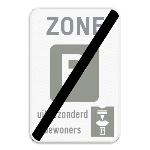 Zonebord einde ZE9 parkeerschijf