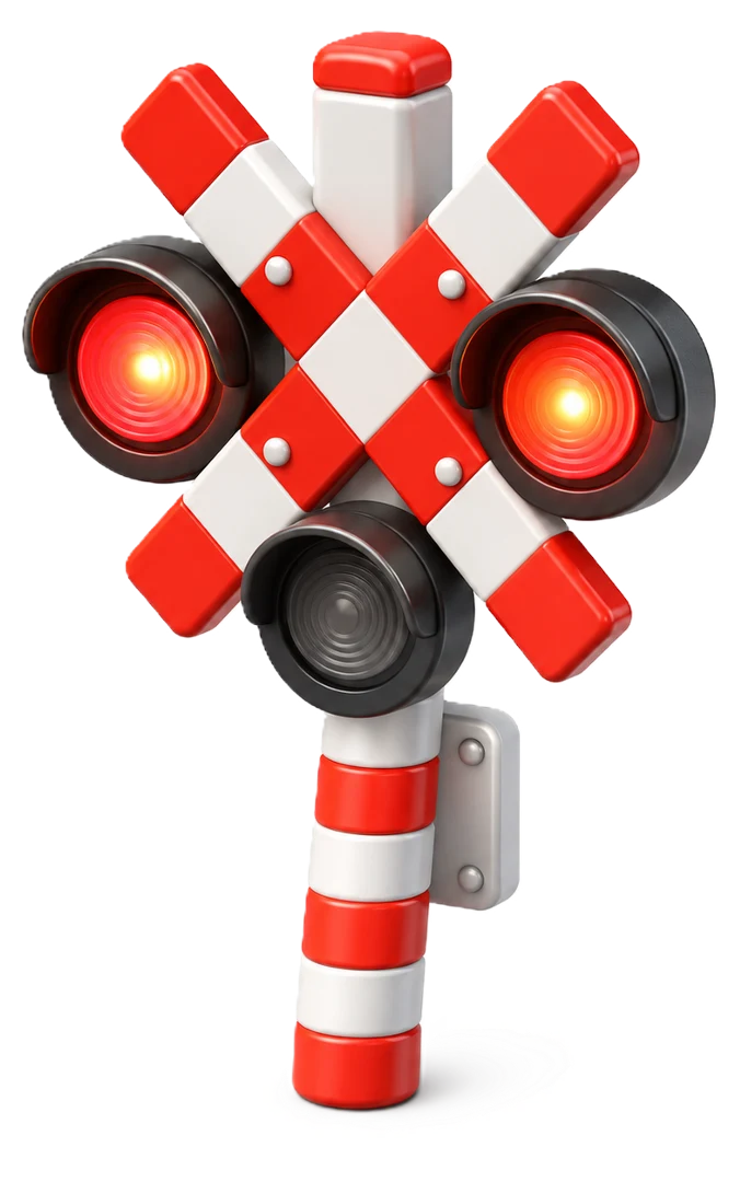 Feu rouge clignotant à un passage à niveau